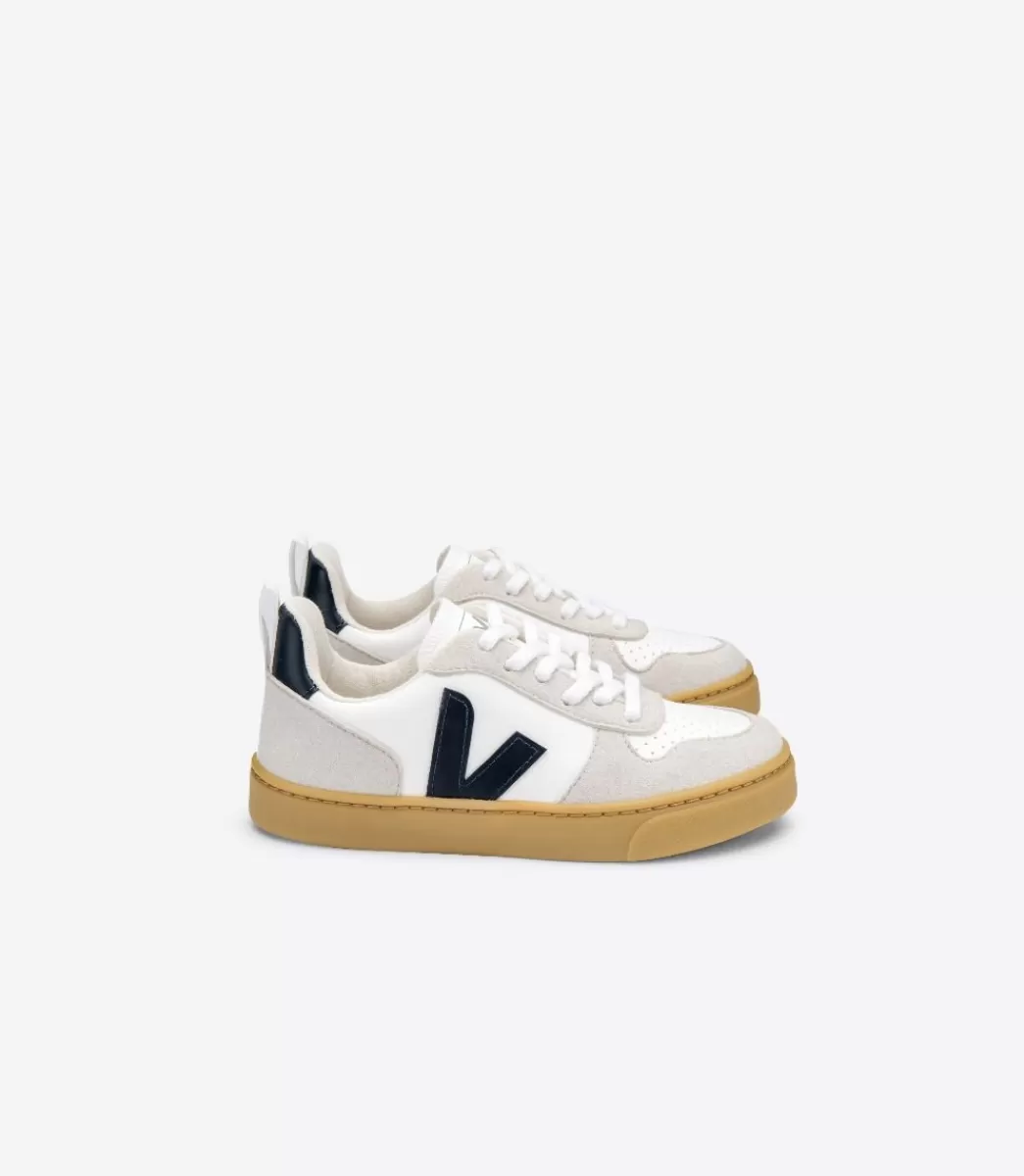 Enfant VEJA Enfants<V-10 LACES CWL WHITE NAUTICO