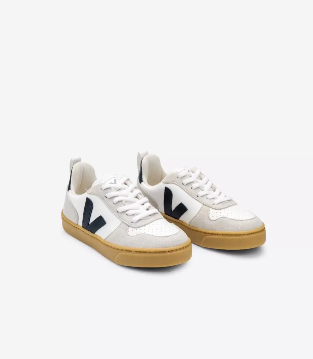 Enfant VEJA Enfants<V-10 LACES CWL WHITE NAUTICO