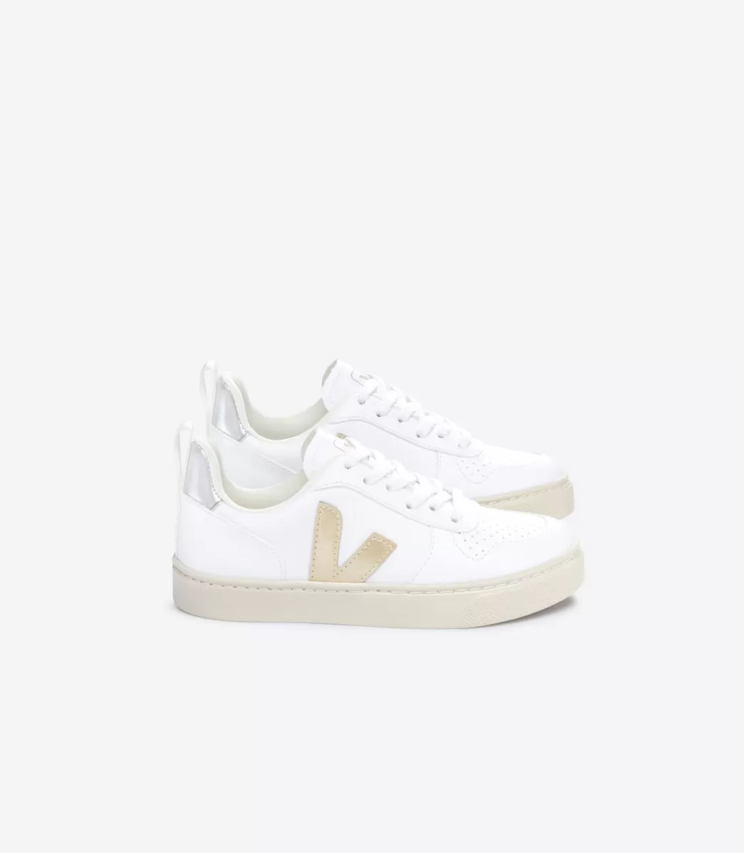 Enfant VEJA Enfant | Vegan<V-10 LACES CWL WHITE PLATINE SILVER