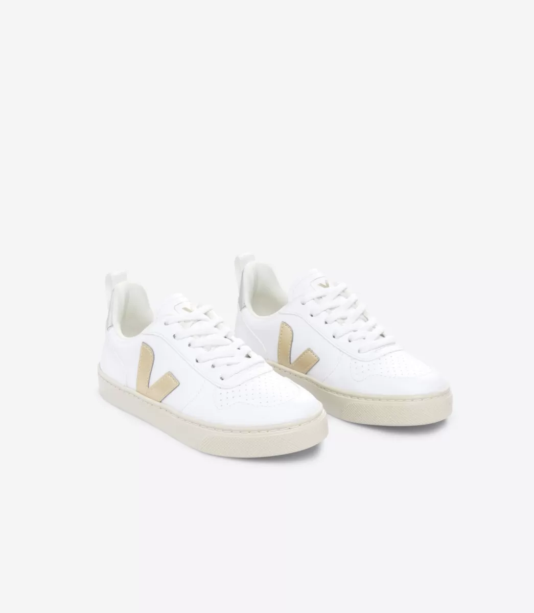 Enfant VEJA Enfant | Vegan<V-10 LACES CWL WHITE PLATINE SILVER