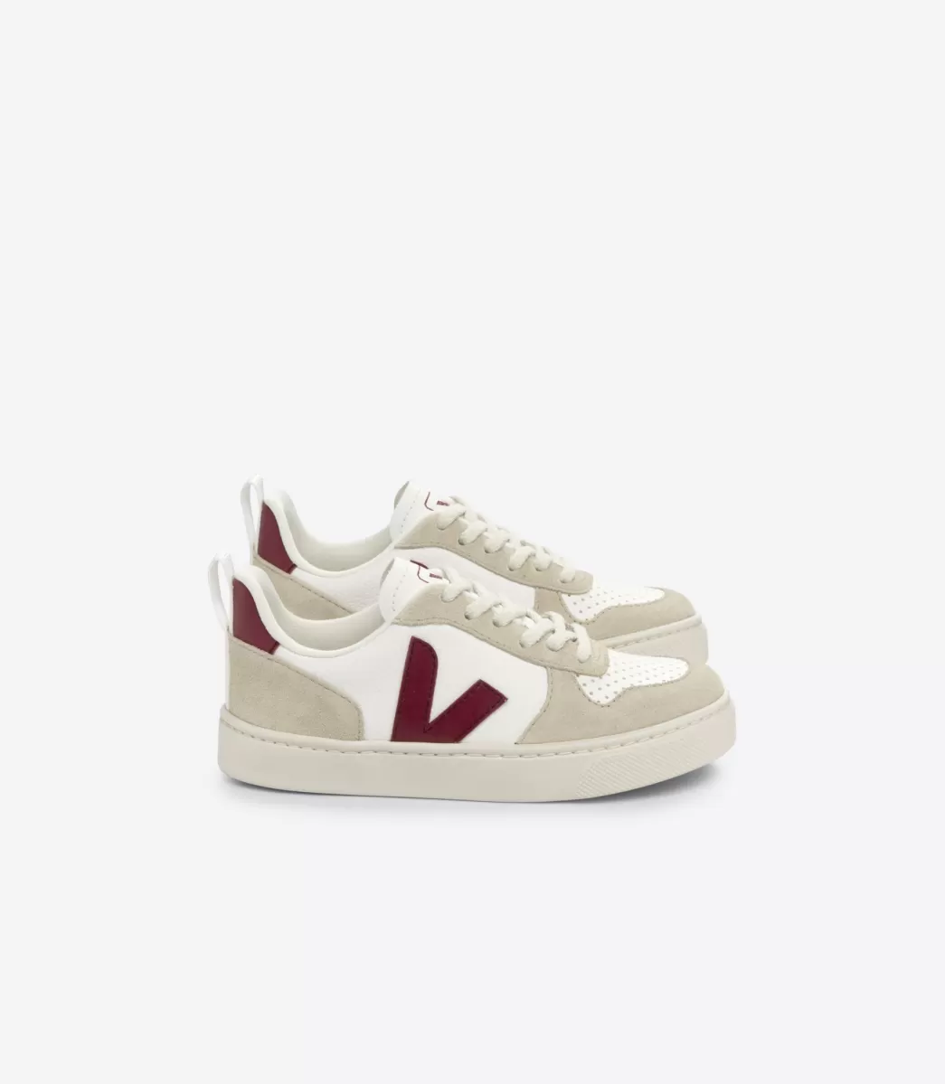 Enfant VEJA V-10<V-10 LACES LEATHER WHITE MARSALA ALMOND