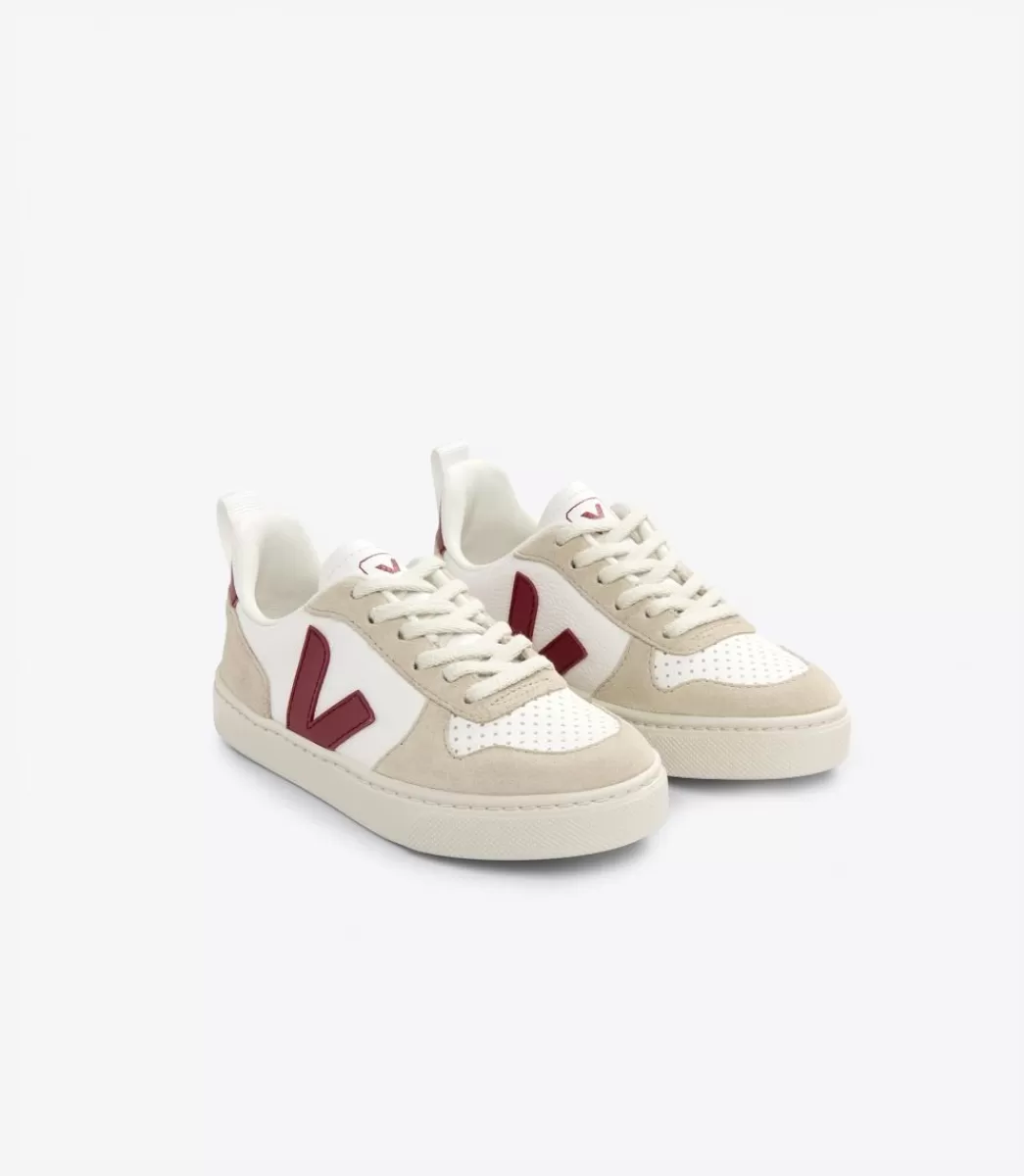 Enfant VEJA V-10<V-10 LACES LEATHER WHITE MARSALA ALMOND