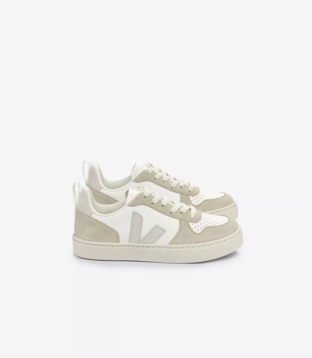 Enfant VEJA V-10<V-10 LACES LEATHER WHITE NATURAL ALMOND