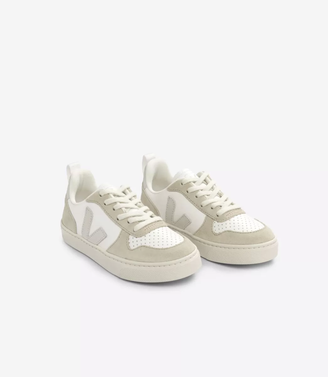Enfant VEJA V-10<V-10 LACES LEATHER WHITE NATURAL ALMOND