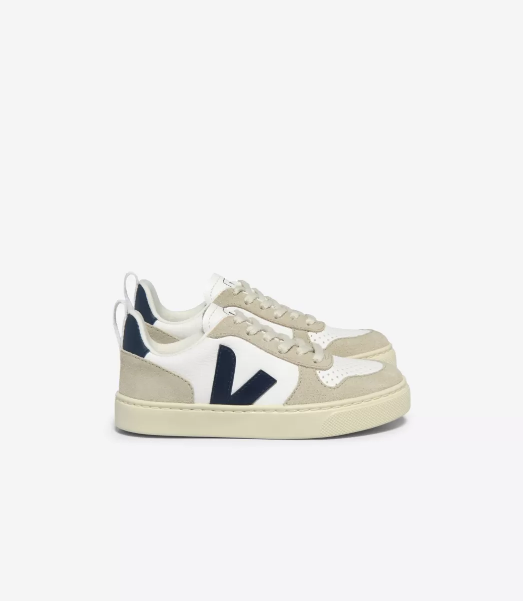 Enfant VEJA V-10<V-10 LACES LEATHER WHITE NAUTICO ALMOND