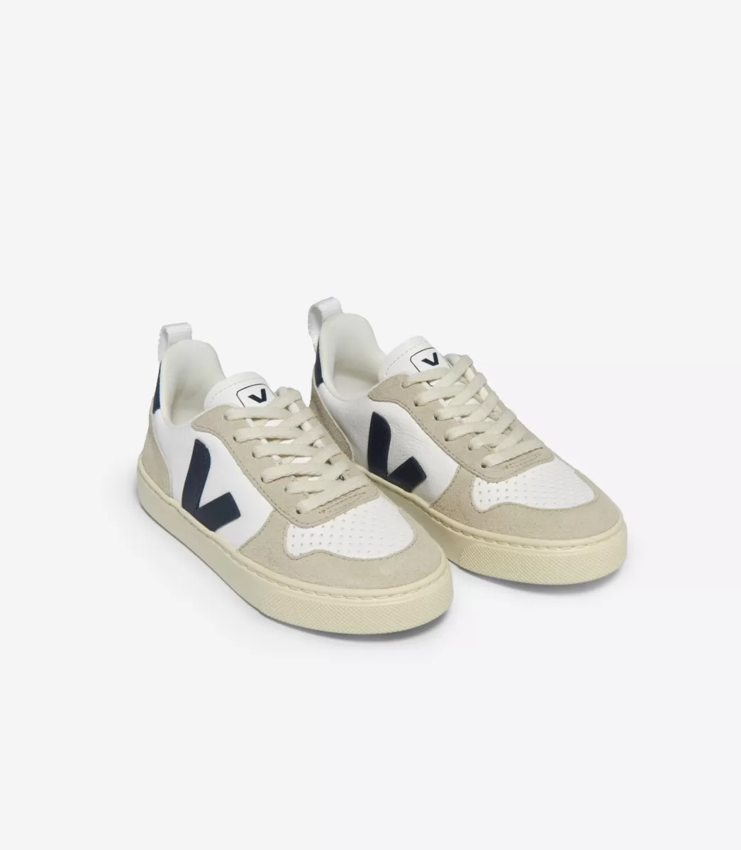 Enfant VEJA V-10<V-10 LACES LEATHER WHITE NAUTICO ALMOND