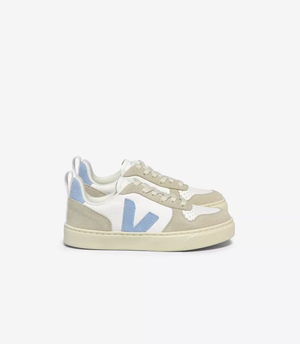 Enfant VEJA V-10<V-10 LACES WHITE STEEL ALMOND