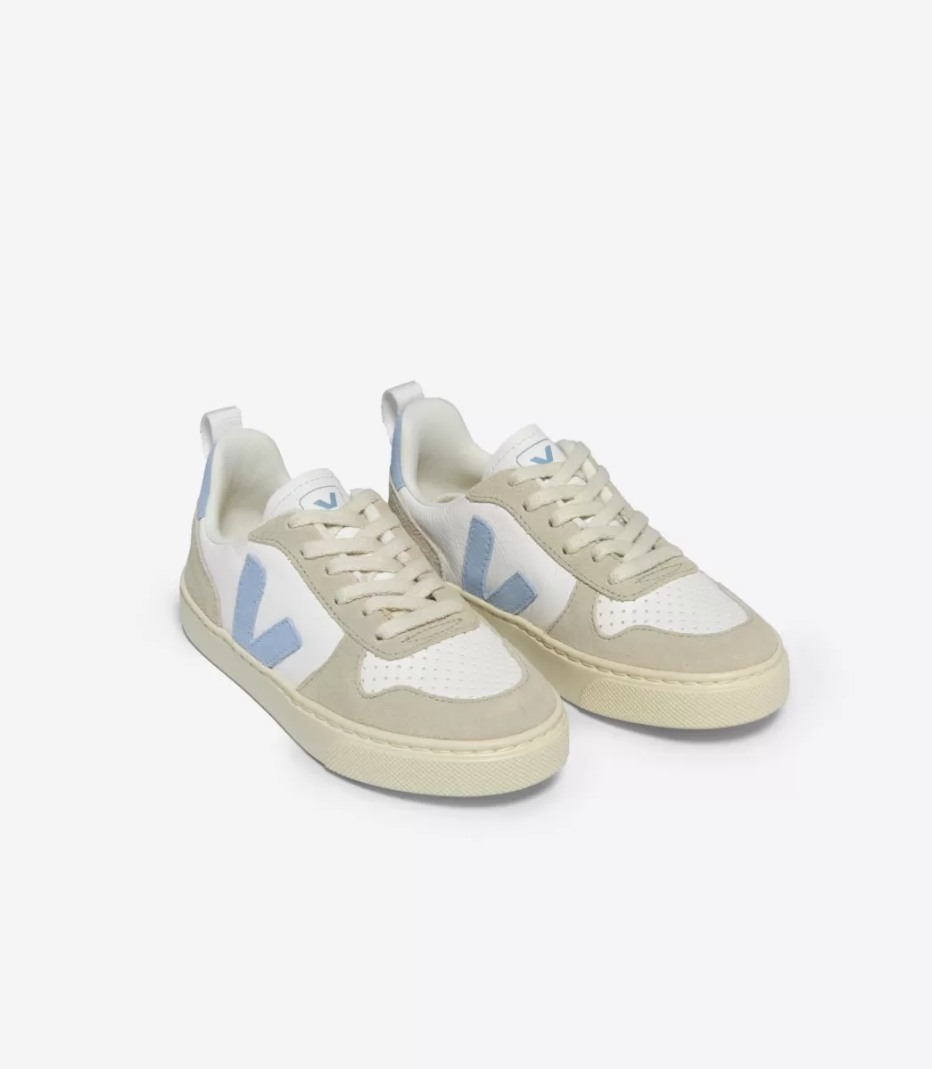 Enfant VEJA V-10<V-10 LACES WHITE STEEL ALMOND