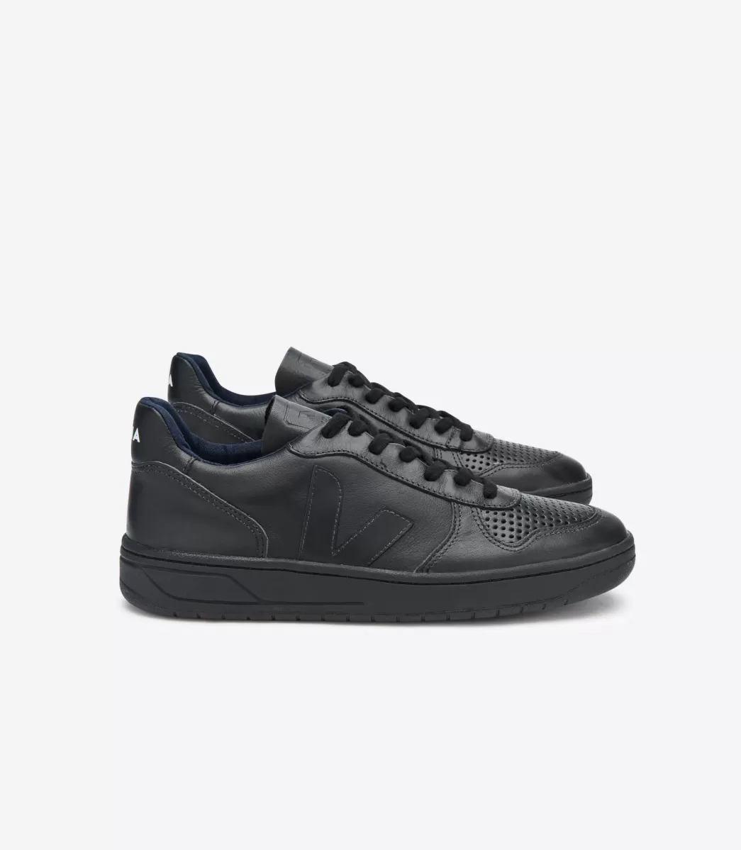 VEJA Adultes<V-10 LEATHER BLACK BLACK