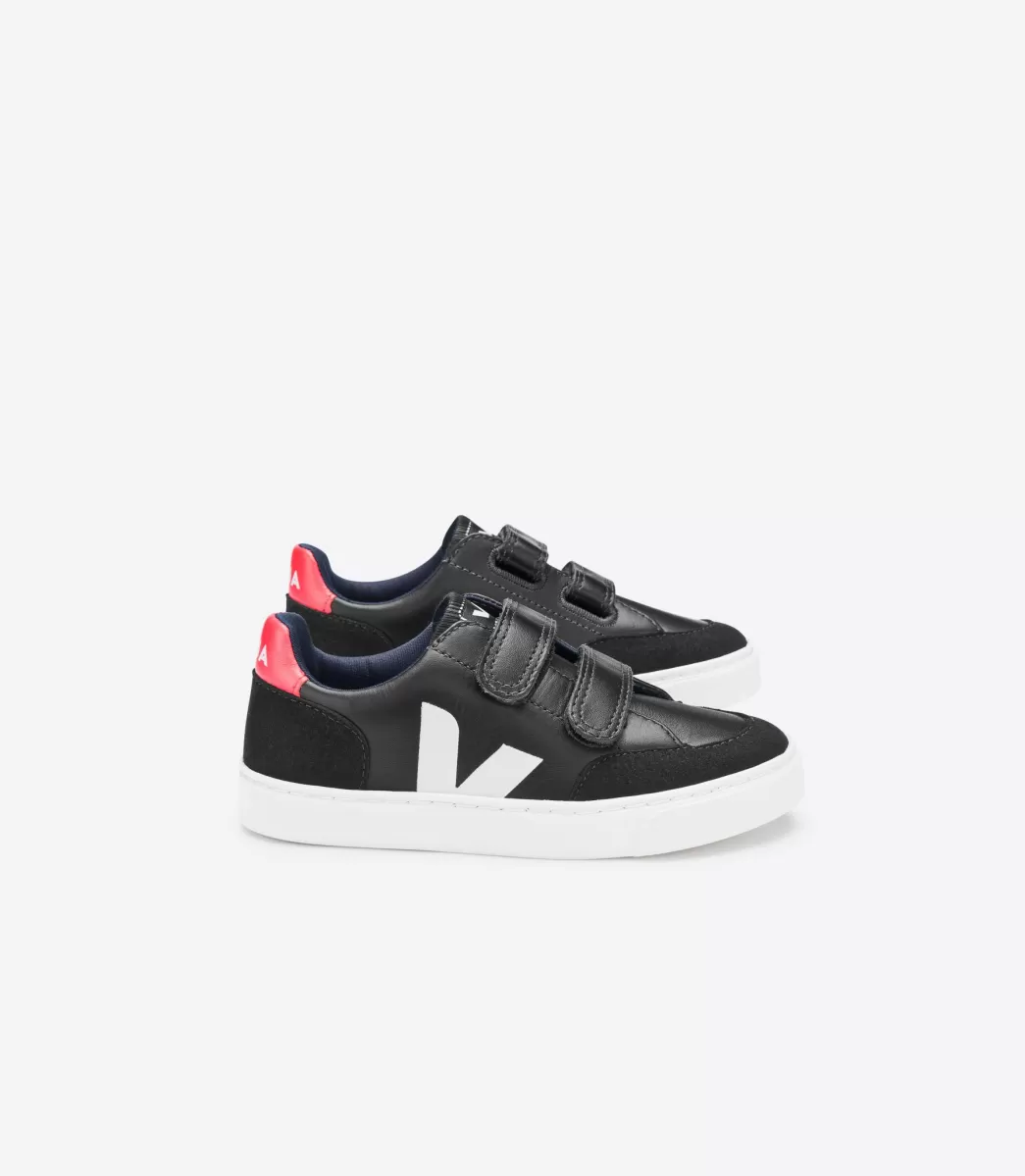 Enfant VEJA Enfants<V-12 LEATHER BLACK WHITE PEKIN