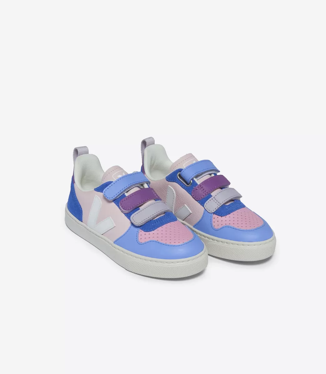 Enfant VEJA V-10<V-10 LEATHER MULTICO PETALE WHITE