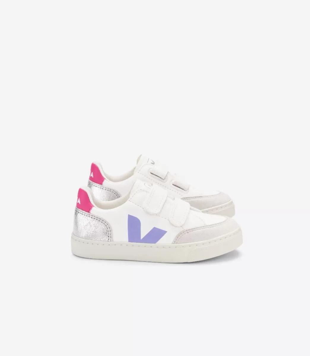 Enfant VEJA V-12<V-12 LEATHER MULTICO SILVER
