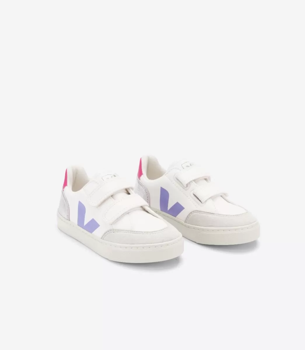 Enfant VEJA V-12<V-12 LEATHER MULTICO SILVER