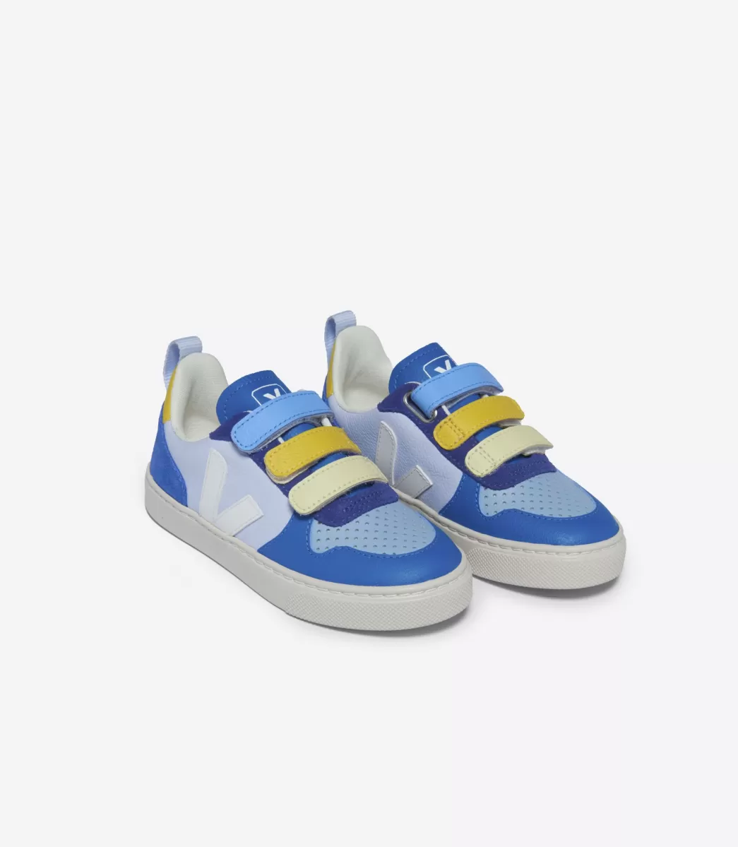 Enfant VEJA V-10<V-10 LEATHER MULTICO SWAN WHITE