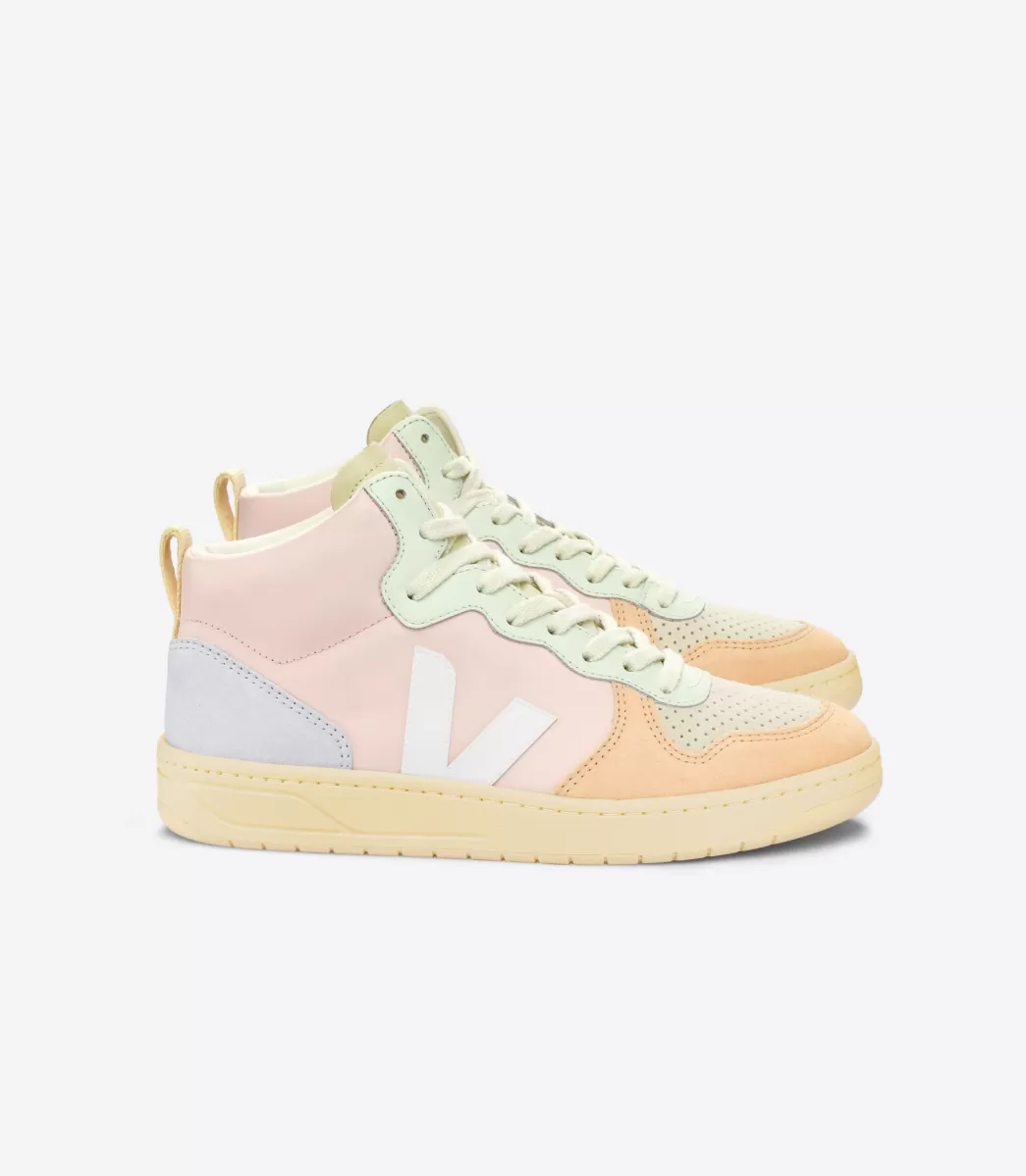 Femme VEJA V-15<V-15 LEATHER PETALE WHITE MULTICO