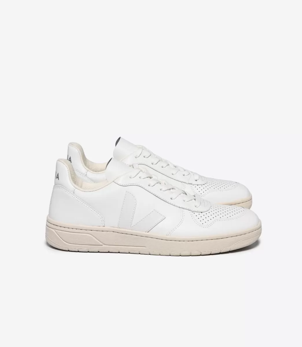 VEJA Adultes<V-10 LEATHER WHITE