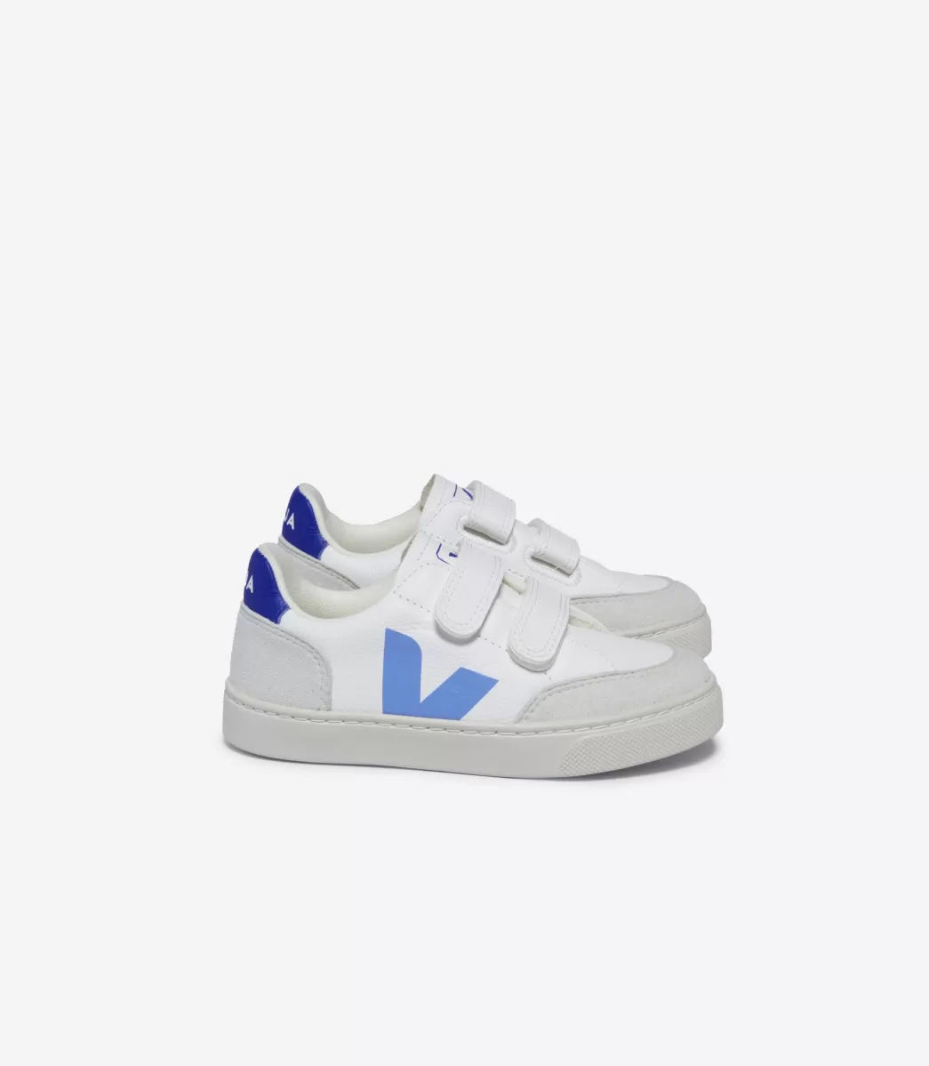 Enfant VEJA V-12<V-12 LEATHER WHITE AQUA PAROS