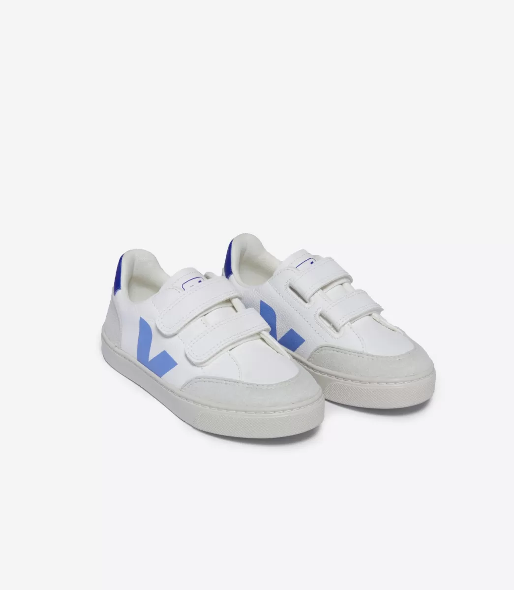 Enfant VEJA V-12<V-12 LEATHER WHITE AQUA PAROS