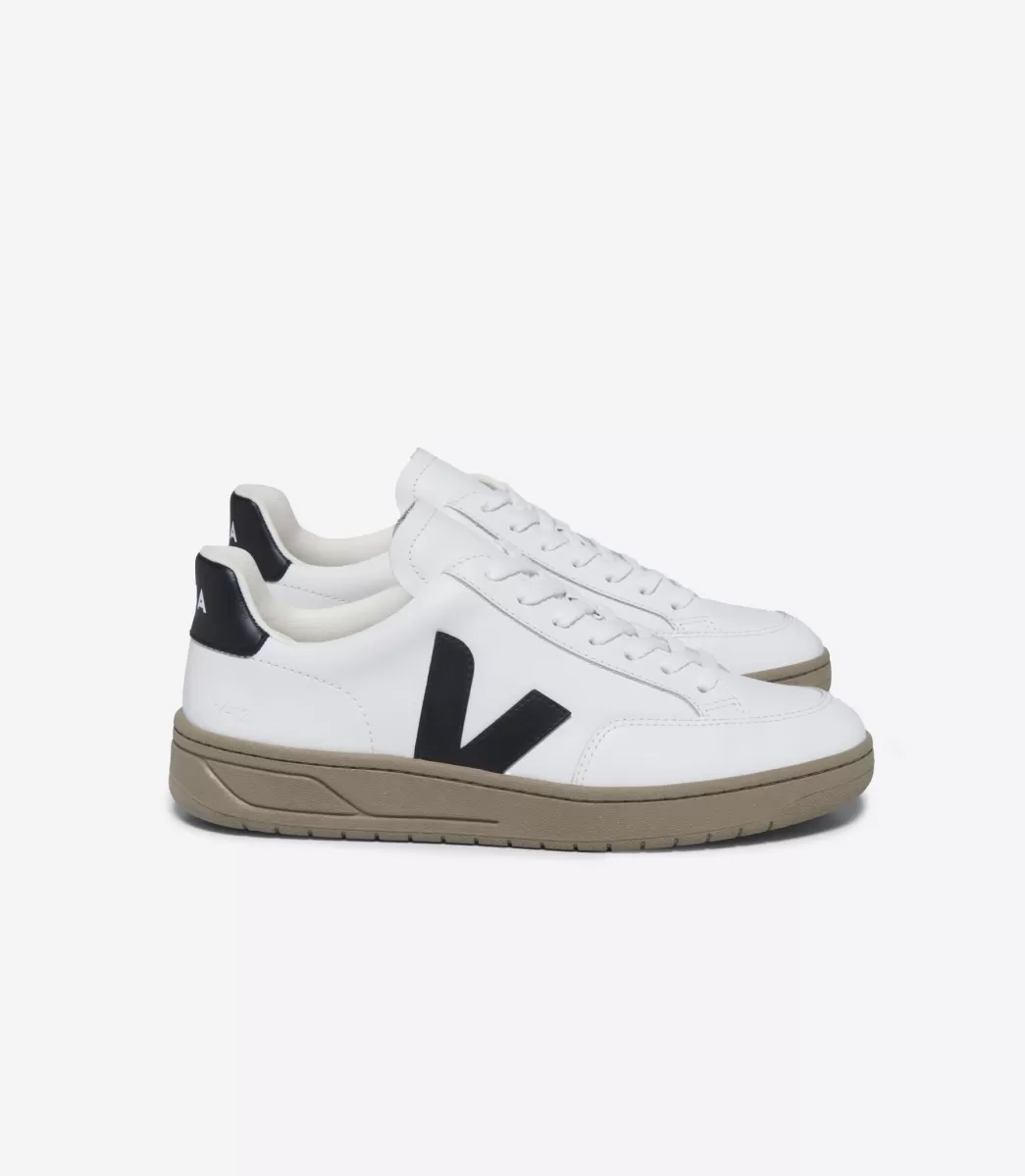 Femme VEJA V-12 | V-12<V-12 LEATHER WHITE BLACK DUNE