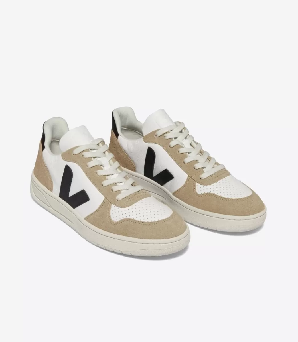 Femme VEJA V-10 | V-10<V-10 LEATHER WHITE BLACK SAHARA
