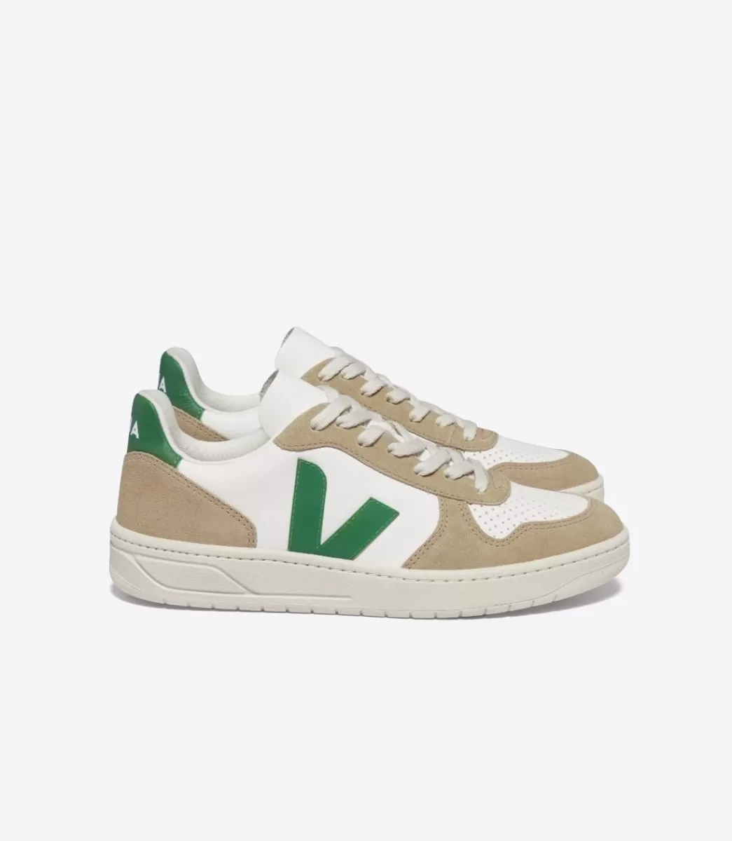 Femme VEJA V-10 | V-10<V-10 LEATHER WHITE EMERAUDE SAHARA