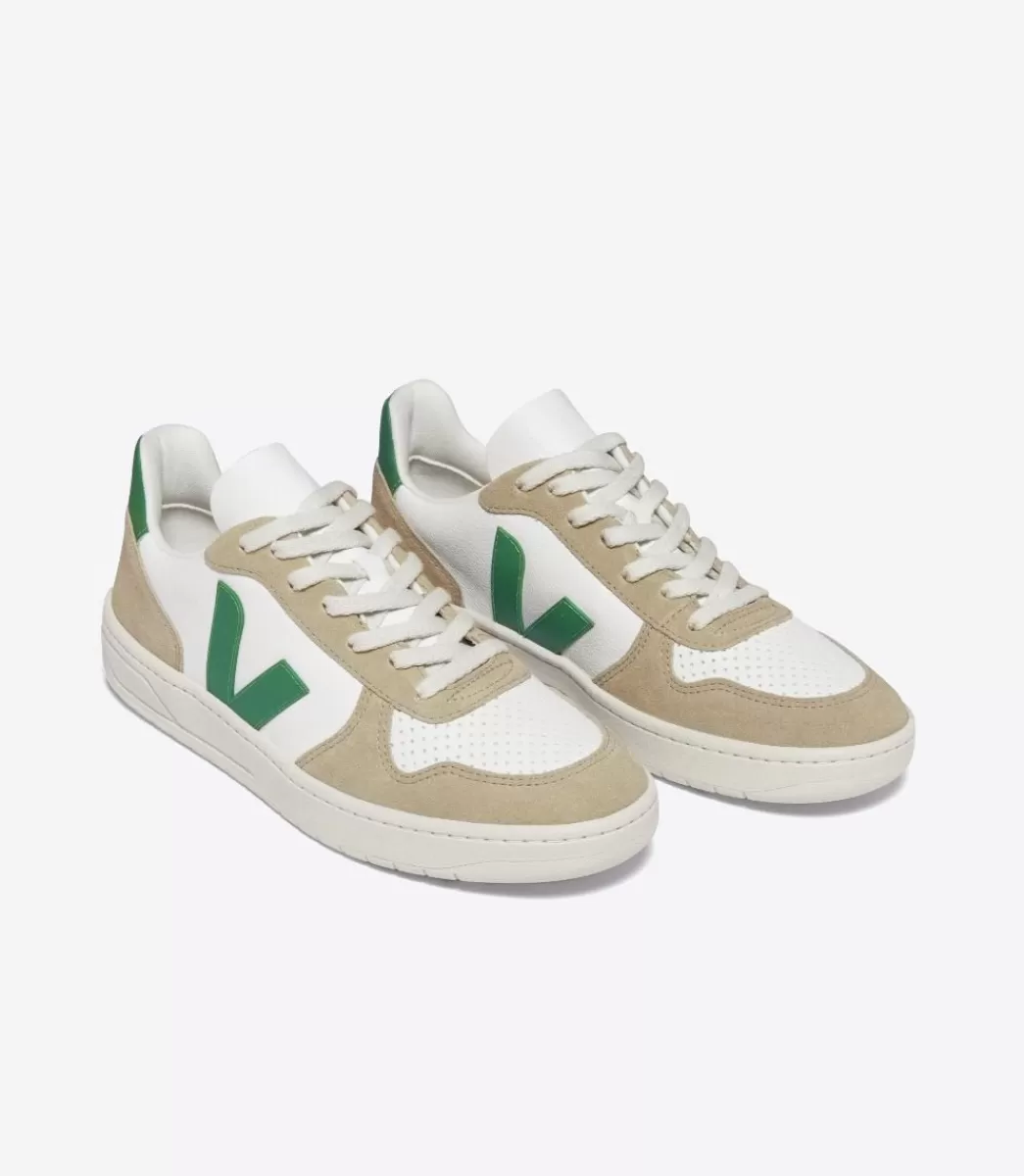 Femme VEJA V-10 | V-10<V-10 LEATHER WHITE EMERAUDE SAHARA