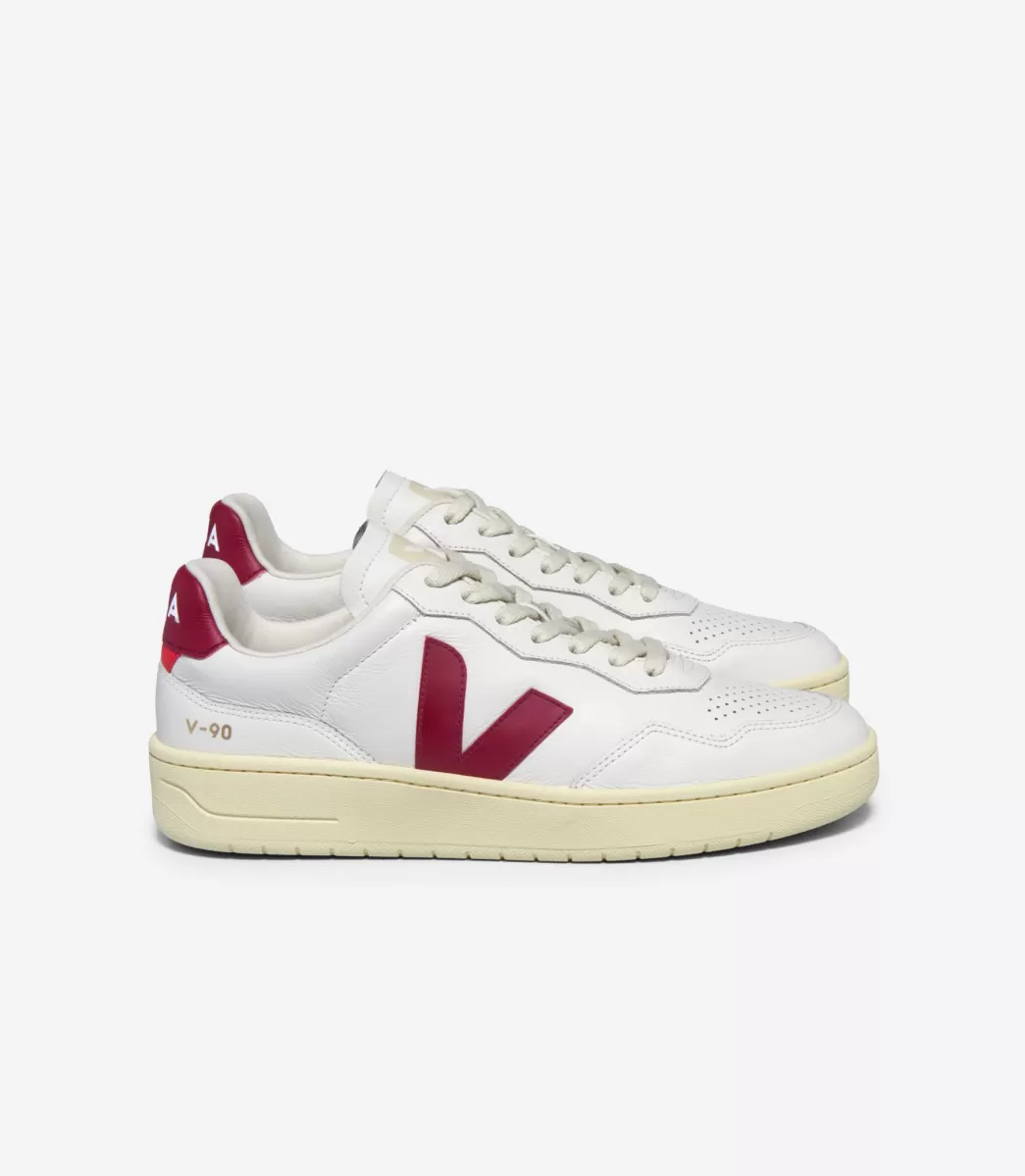 Femme VEJA V-90 | V-90<V-90 LEATHER WHITE MARSALA