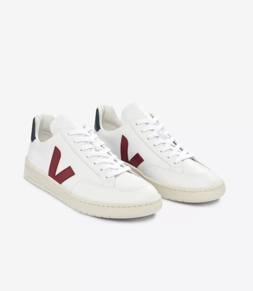 Femme VEJA V-12 | V-12<V-12 LEATHER WHITE MARSALA NAUTICO