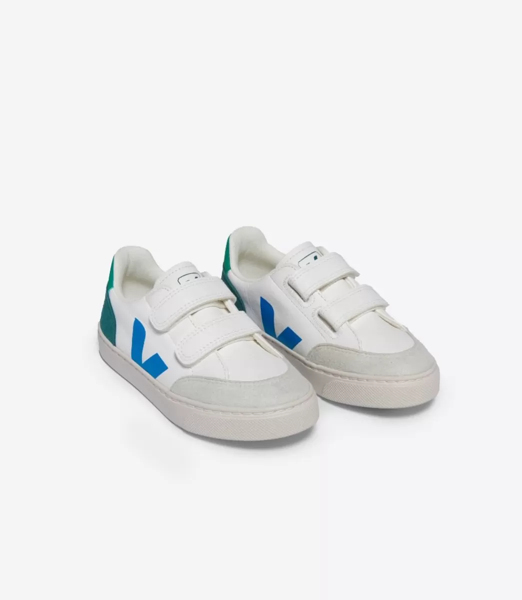 Enfant VEJA V-12<V-12 LEATHER WHITE MULTICO BRITTANY