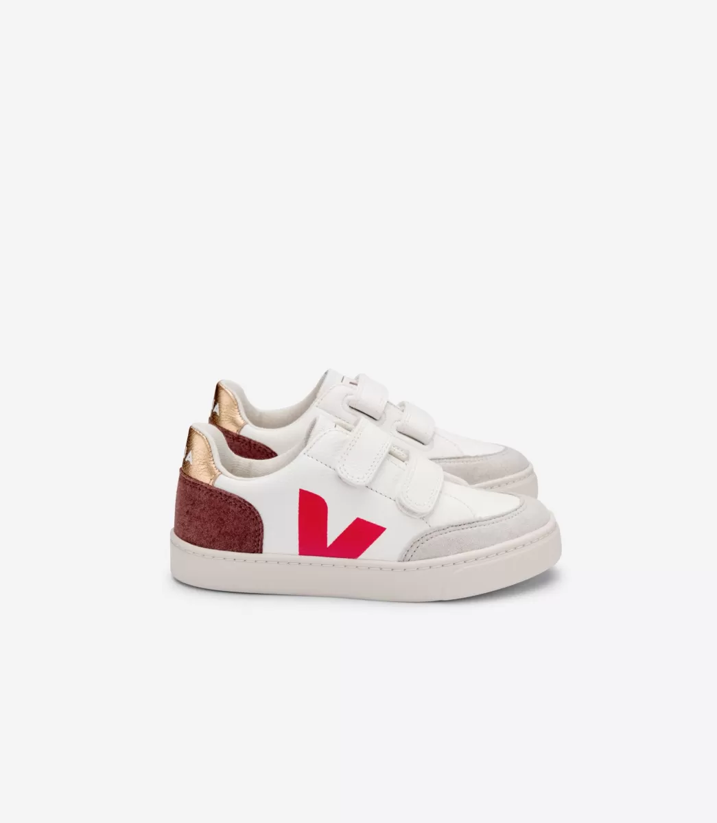 Enfant VEJA Enfants<V-12 LEATHER WHITE MULTICO DRIED PETAL
