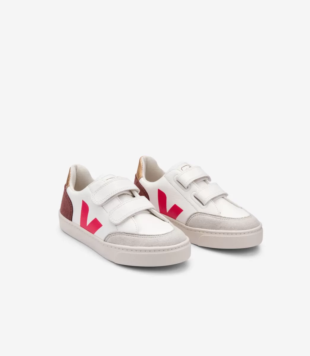 Enfant VEJA Enfants<V-12 LEATHER WHITE MULTICO DRIED PETAL