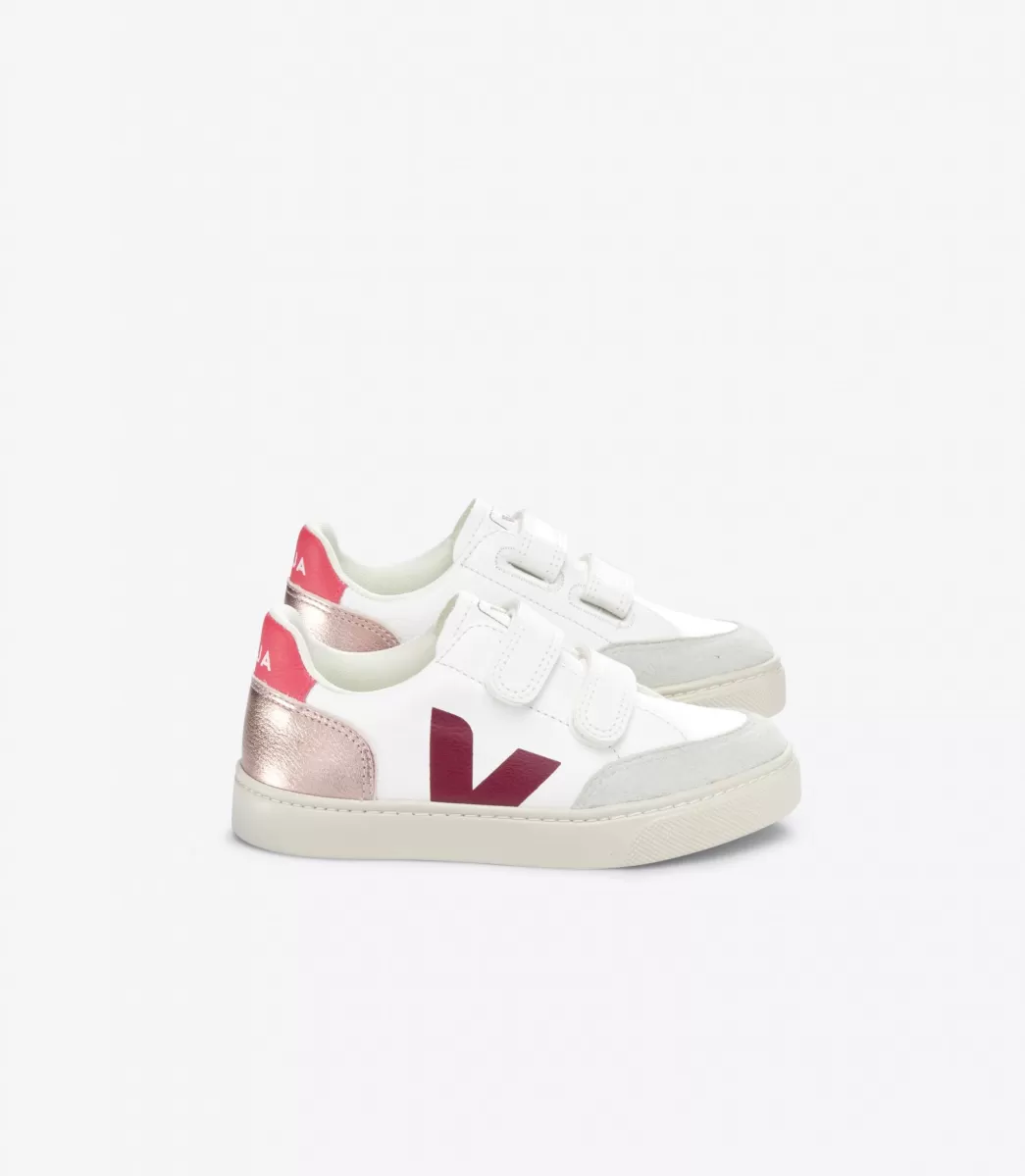 Enfant VEJA V-12<V-12 LEATHER WHITE MULTICO NACRE