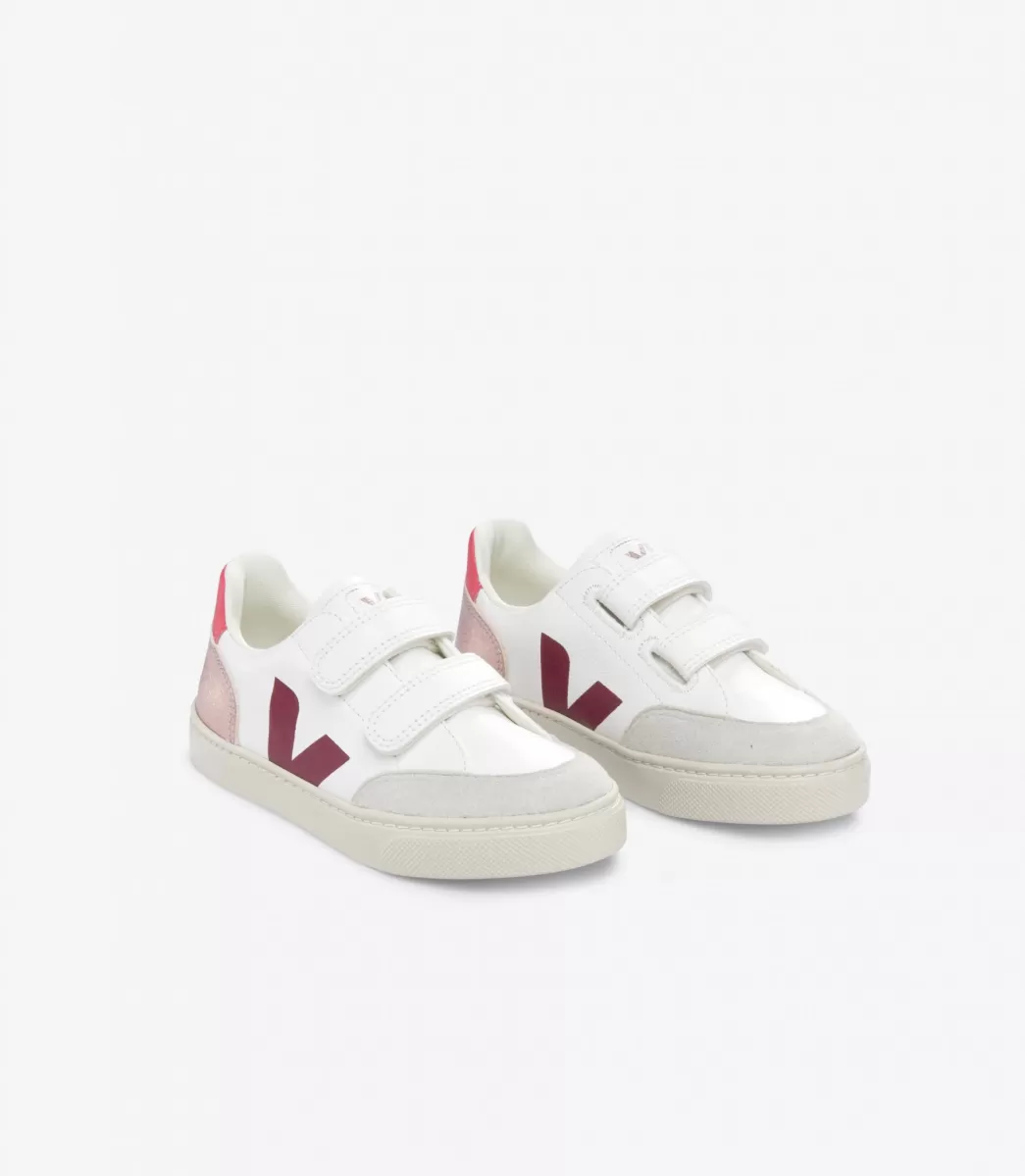 Enfant VEJA V-12<V-12 LEATHER WHITE MULTICO NACRE
