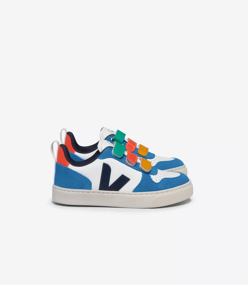 Enfant VEJA V-10<V-10 LEATHER WHITE MULTICO NAUTICO