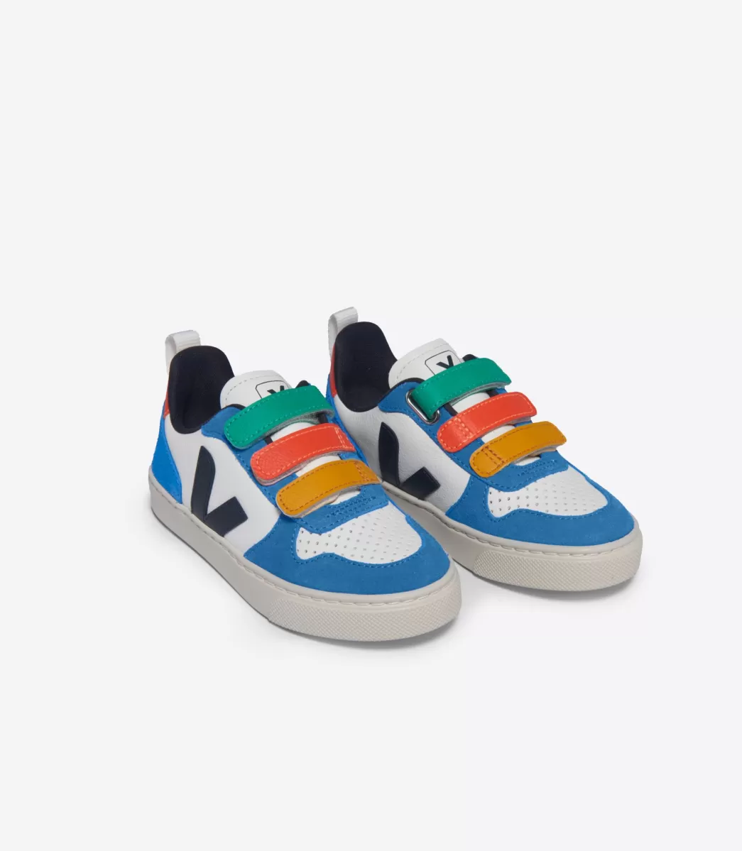 Enfant VEJA V-10<V-10 LEATHER WHITE MULTICO NAUTICO