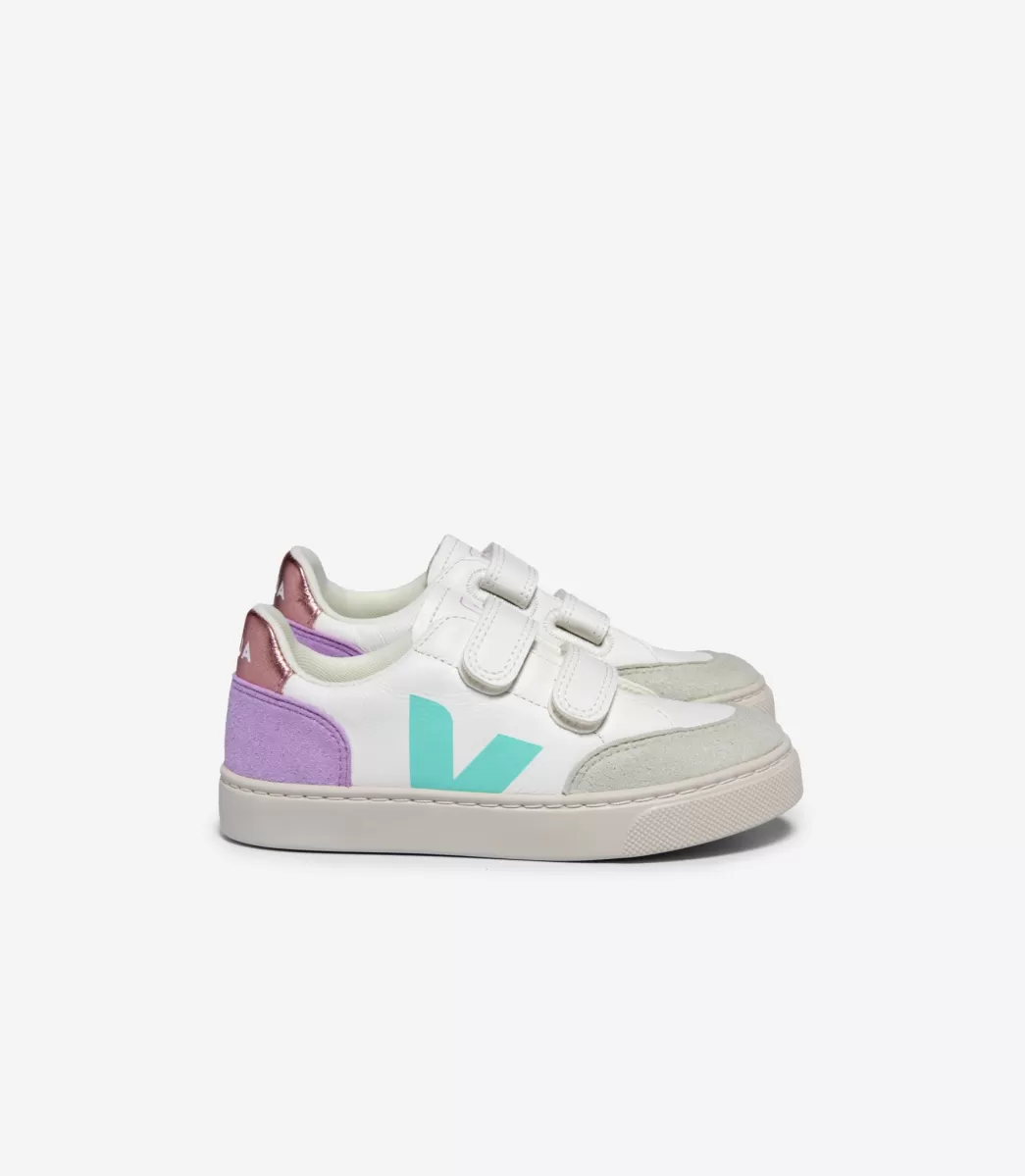 Enfant VEJA V-12<V-12 LEATHER WHITE MULTICO ORCHID