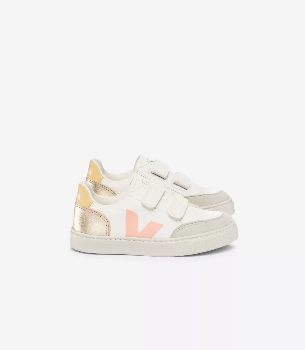 Enfant VEJA V-12<V-12 LEATHER WHITE MULTICO PLATINE