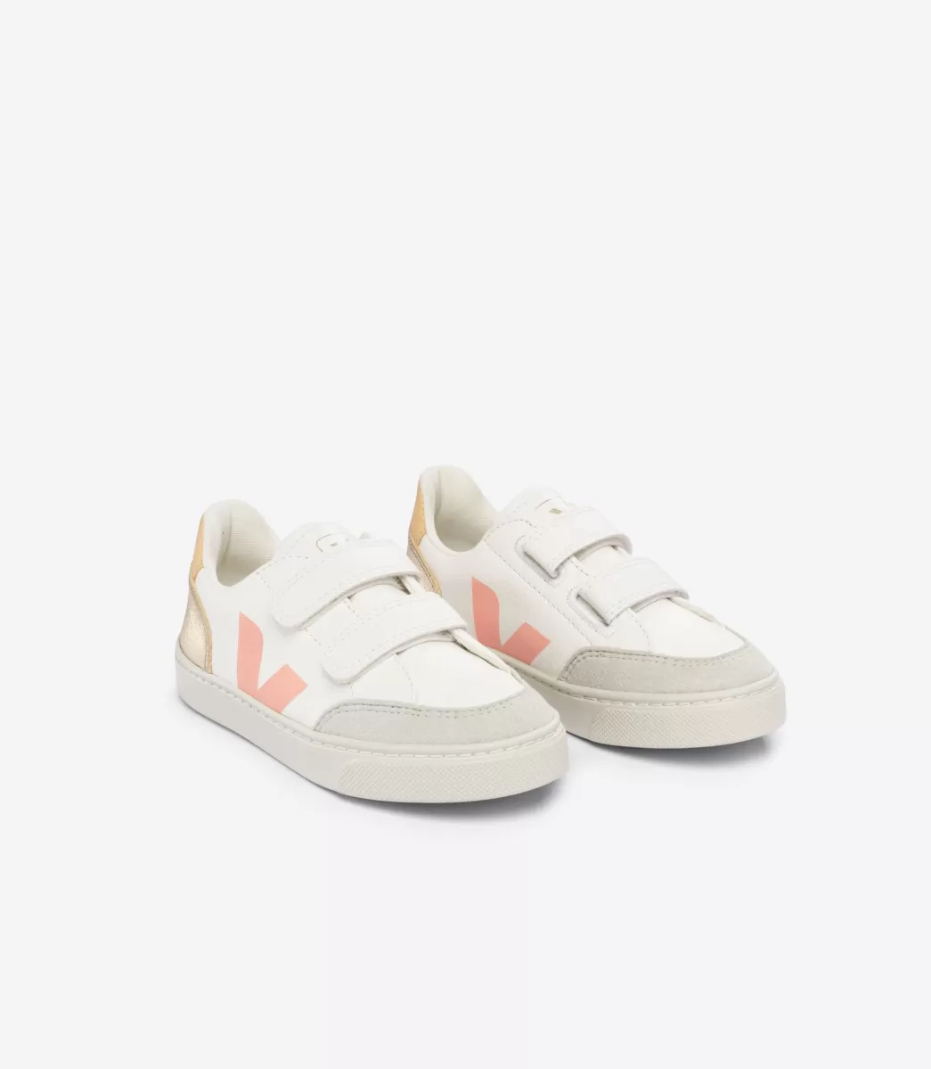 Enfant VEJA V-12<V-12 LEATHER WHITE MULTICO PLATINE