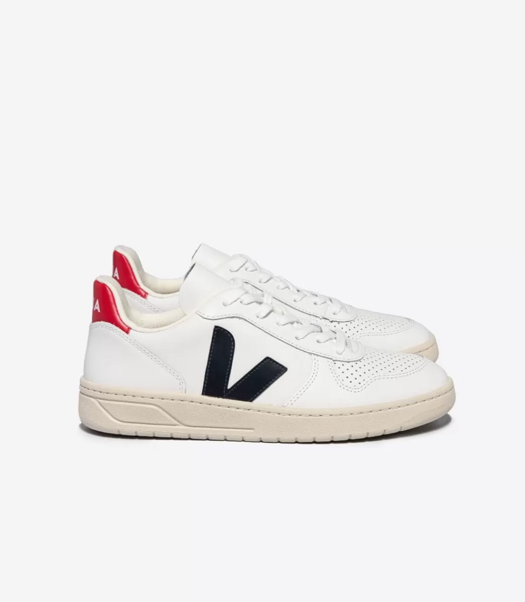 VEJA Adultes<V-10 LEATHER WHITE NAUTICO PEKIN