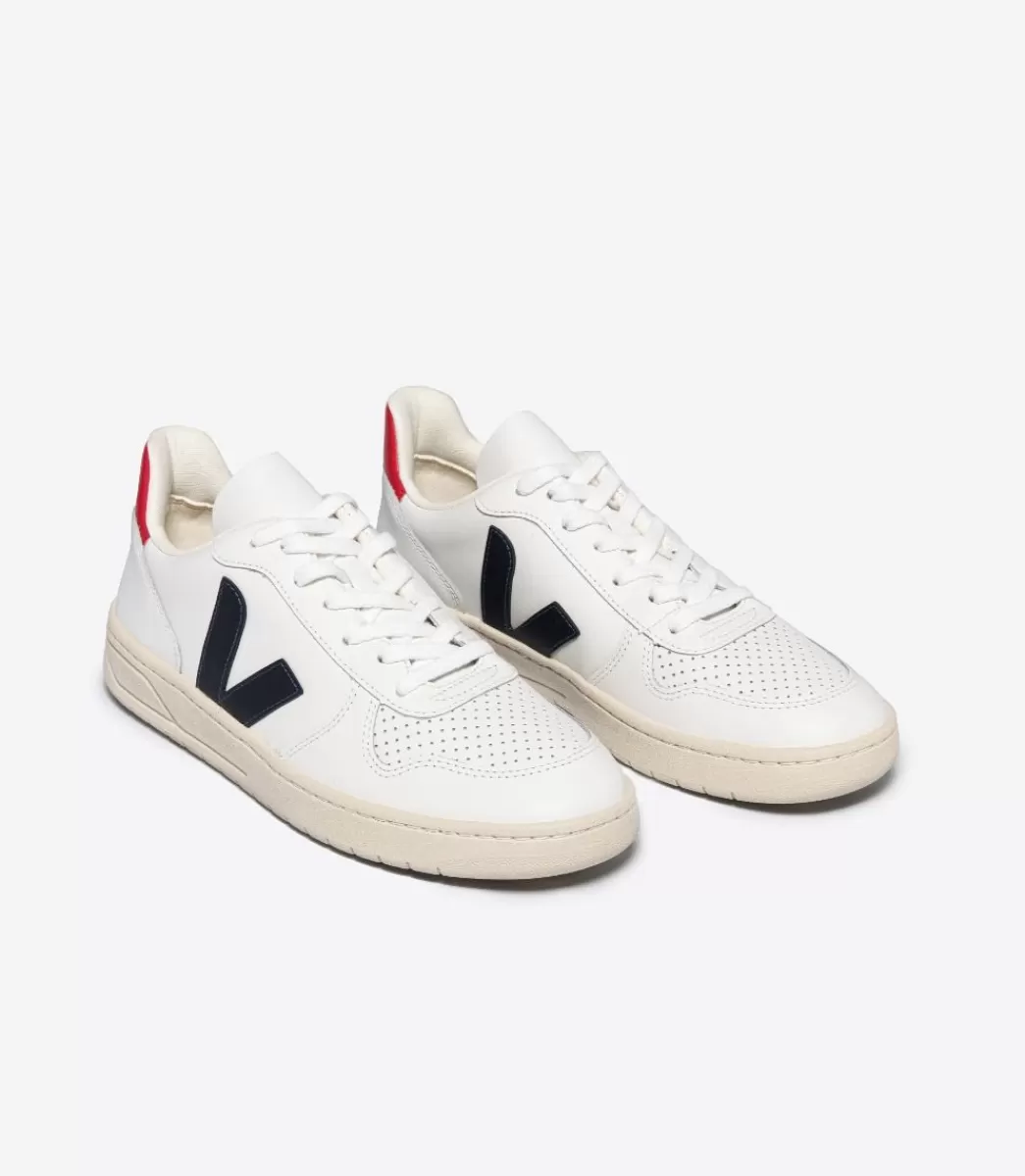 VEJA Adultes<V-10 LEATHER WHITE NAUTICO PEKIN