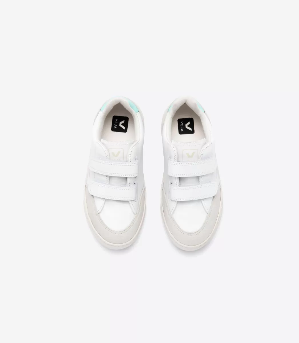Enfant VEJA Enfants<V-12 LEATHER WHITE PARME TURQUOISE