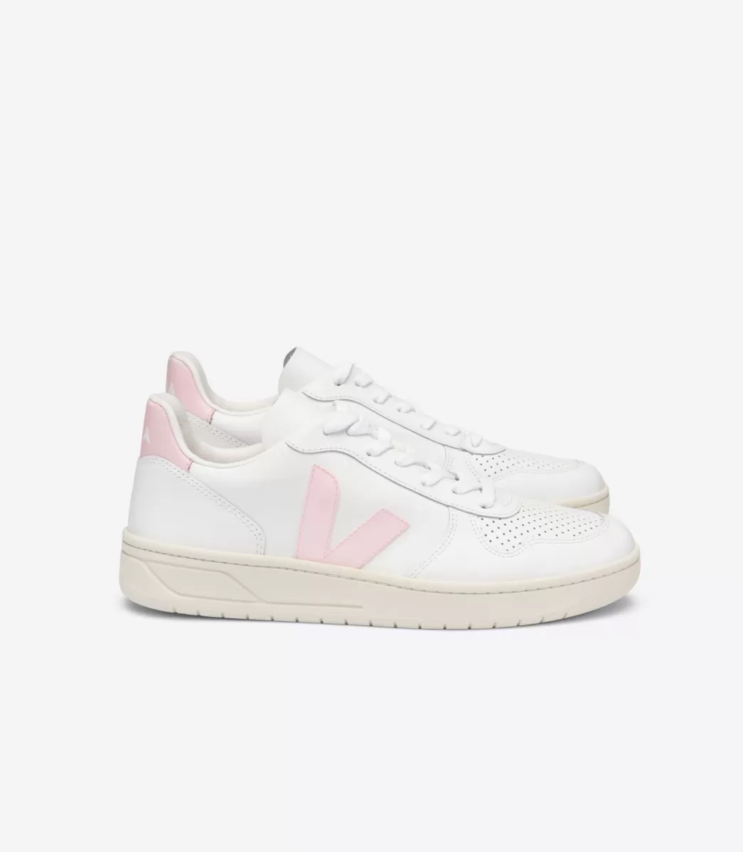 VEJA Adultes<V-10 LEATHER WHITE PETALE
