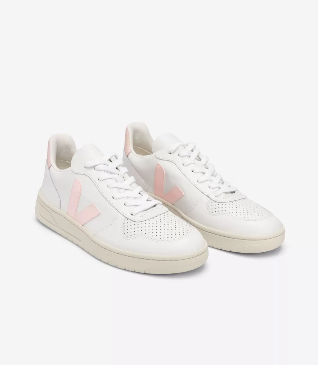 VEJA Adultes<V-10 LEATHER WHITE PETALE