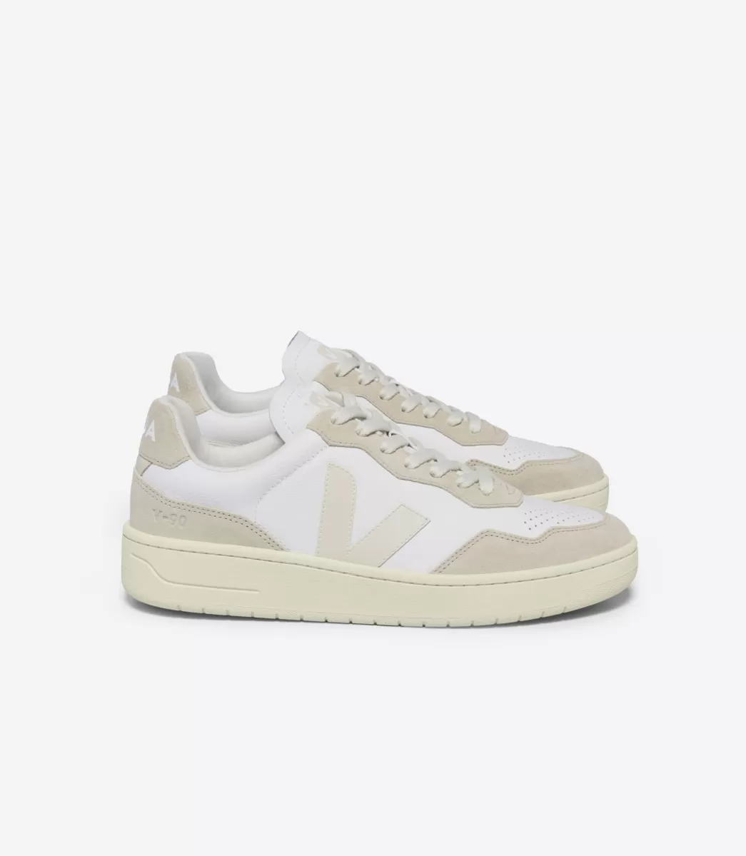 Femme VEJA V-90 | Made In Europe<V-90 LEATHER WHITE PIERRE ALMOND