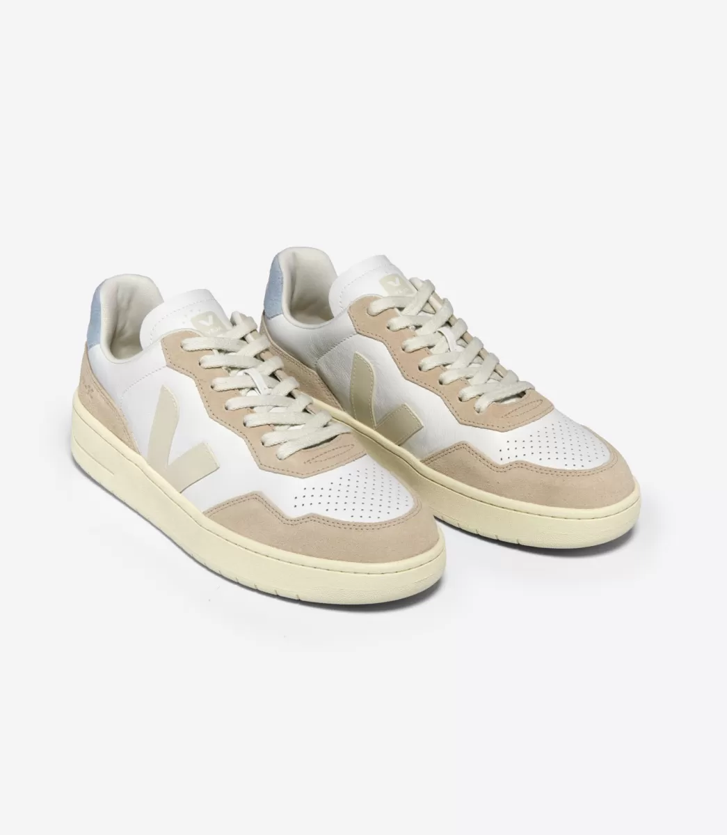 Femme VEJA V-90 | Made In Europe<V-90 LEATHER WHITE PIERRE STEEL