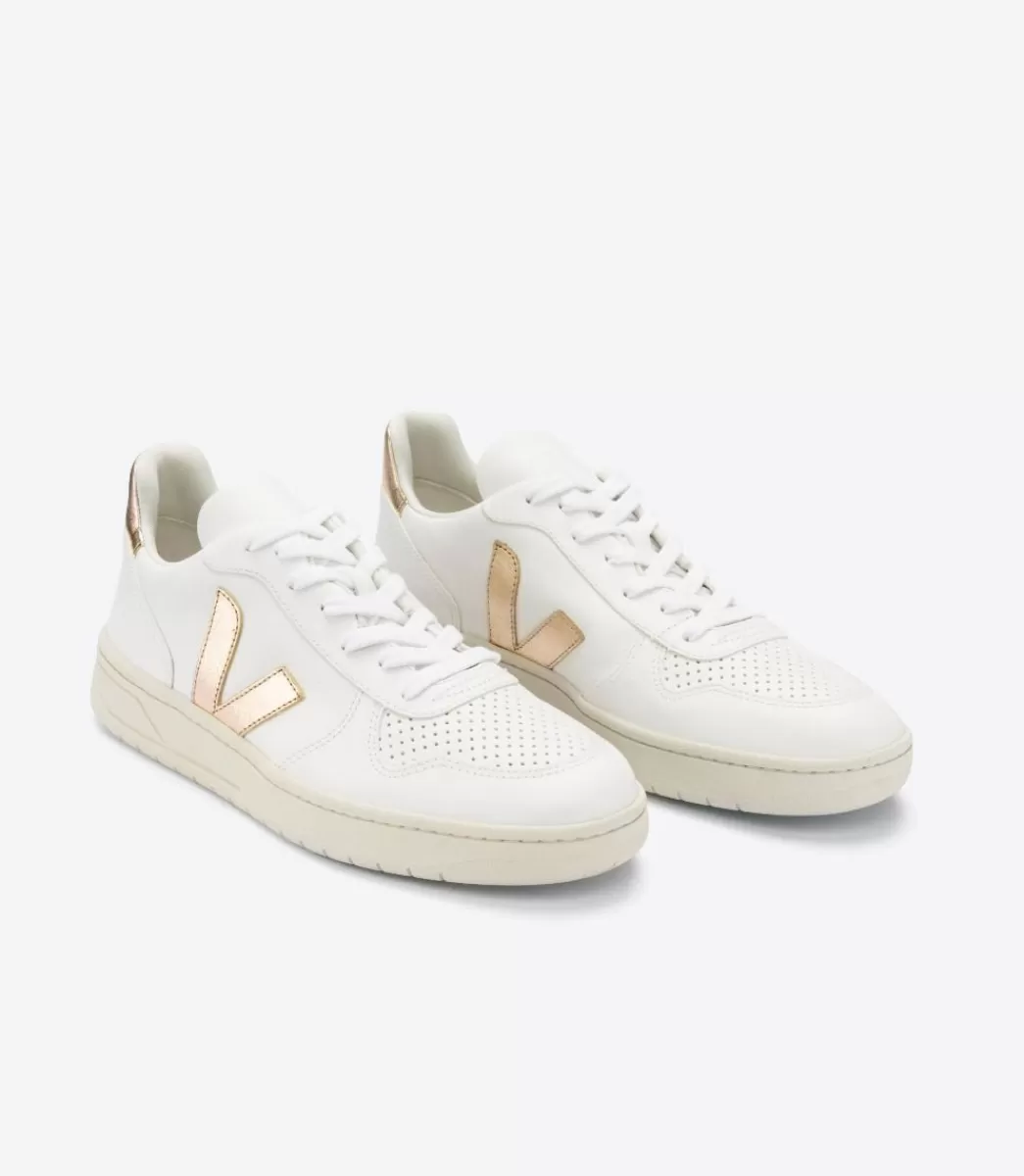 Femme VEJA V-10<V-10 LEATHER WHITE PLATINE
