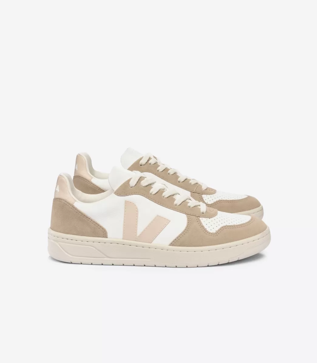 VEJA Adultes<V-10 LEATHER WHITE SABLE SAHARA