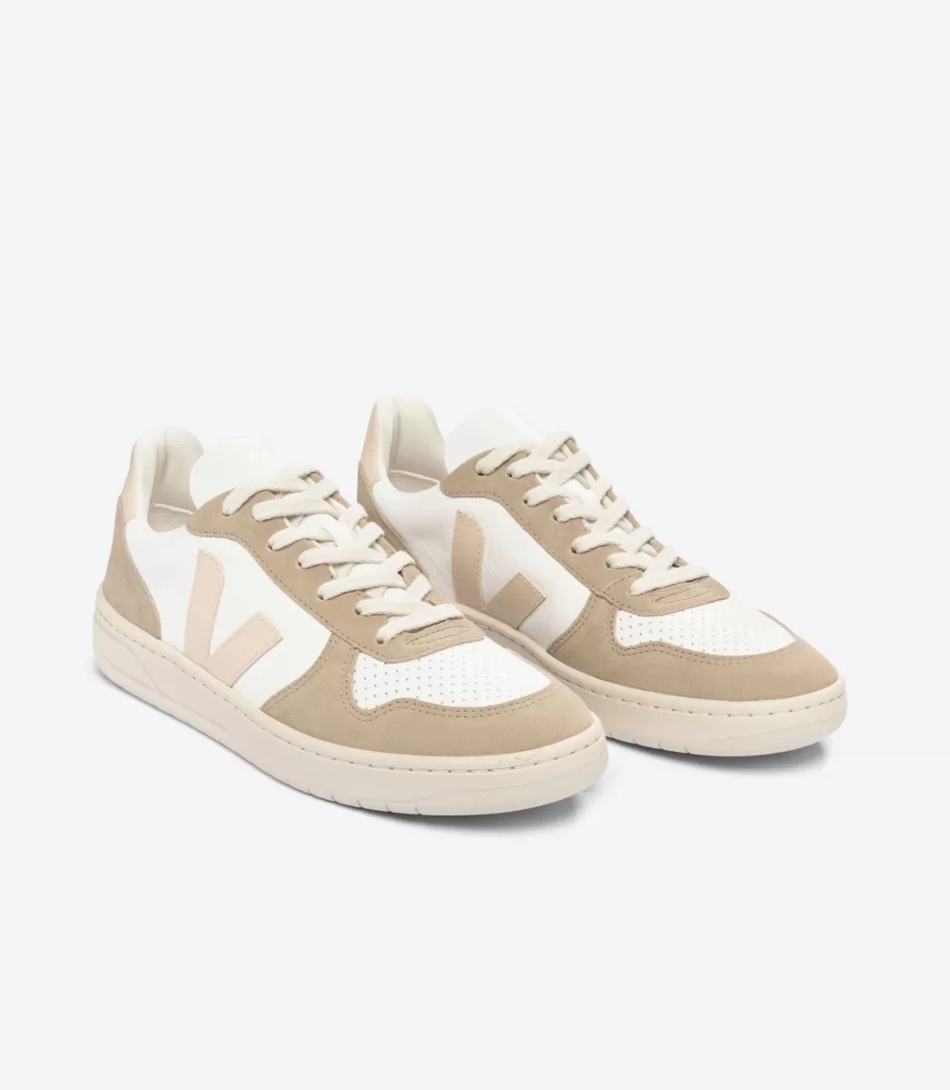 VEJA Adultes<V-10 LEATHER WHITE SABLE SAHARA