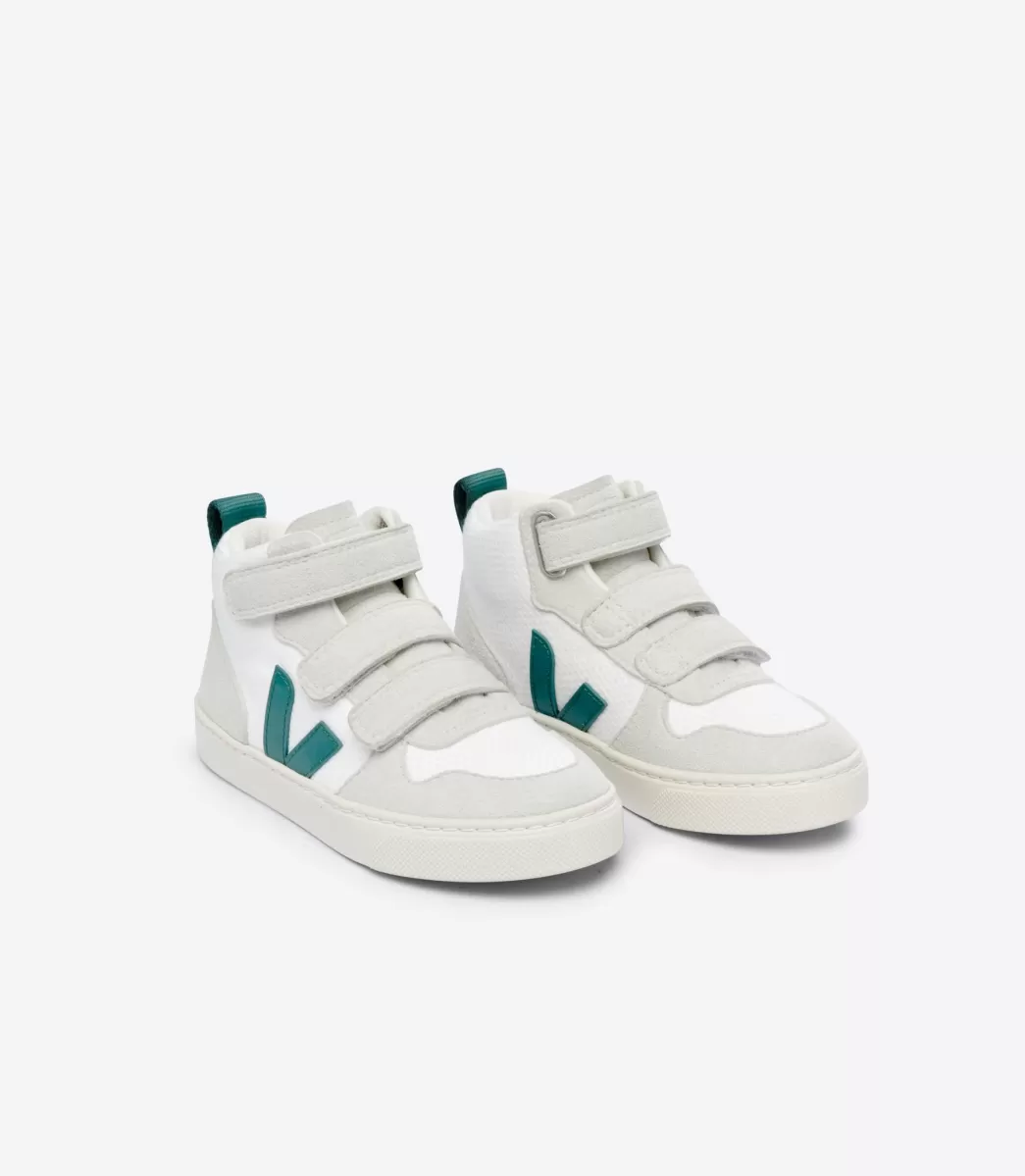 Enfant VEJA Enfants<V-10 MID B-MESH WHITE BRITTANY