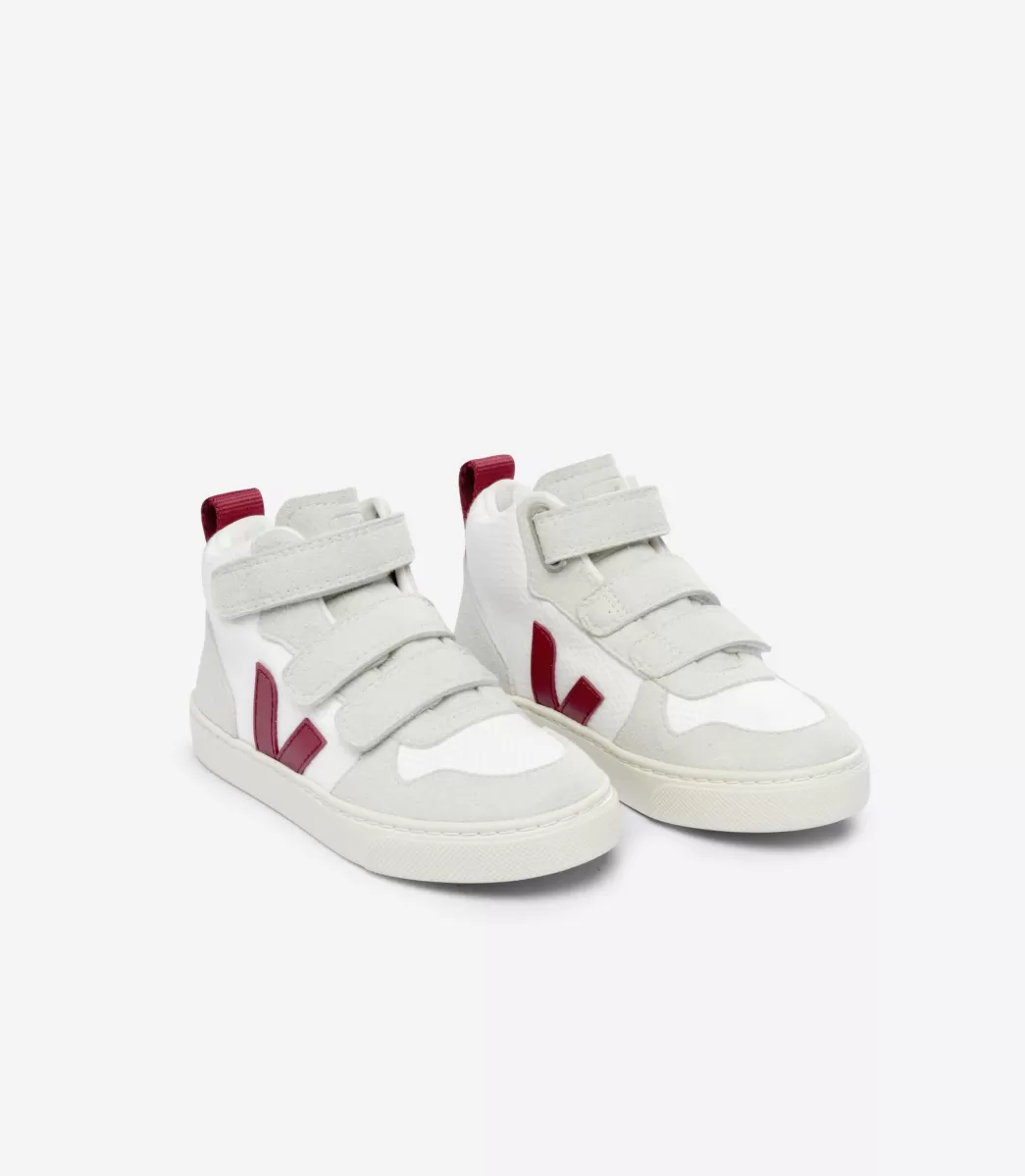 Enfant VEJA Enfants<V-10 MID B-MESH WHITE MARSALA
